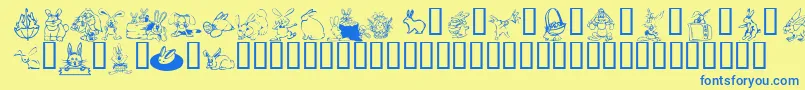 KrBunnyDings Font – Blue Fonts on Yellow Background