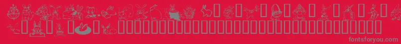 KrBunnyDings-Schriftart – Graue Schriften auf rotem Hintergrund