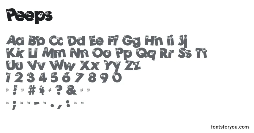 Schriftart Peeps – Alphabet, Zahlen, spezielle Symbole