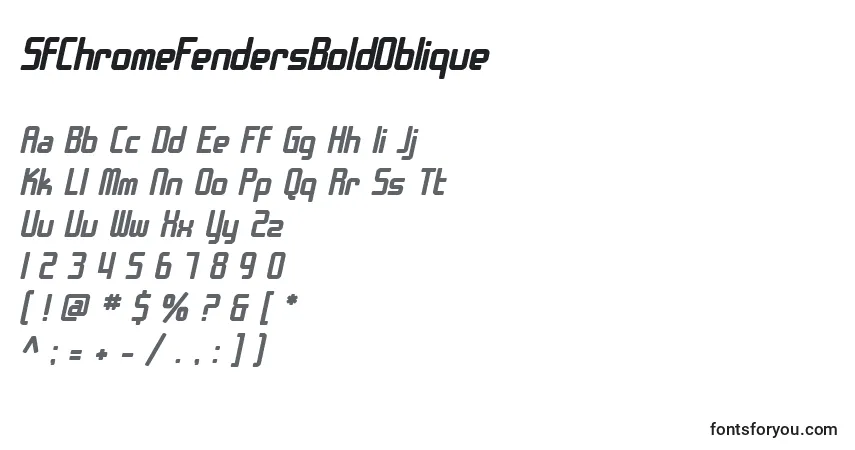 Czcionka SfChromeFendersBoldOblique – alfabet, cyfry, specjalne znaki