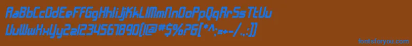 SfChromeFendersBoldOblique-fontti – siniset fontit ruskealla taustalla