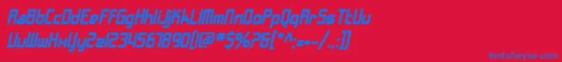 SfChromeFendersBoldOblique-fontti – siniset fontit punaisella taustalla