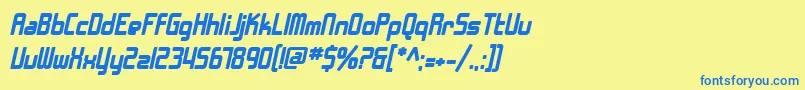 SfChromeFendersBoldOblique-fontti – siniset fontit keltaisella taustalla