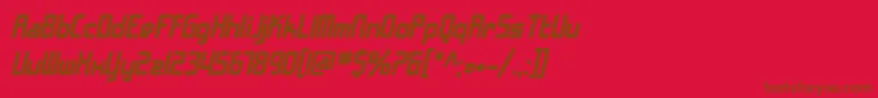 SfChromeFendersBoldOblique-fontti – ruskeat fontit punaisella taustalla