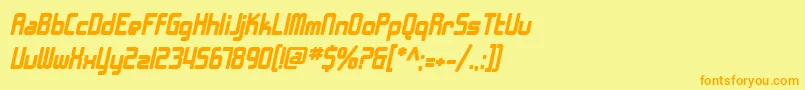 フォントSfChromeFendersBoldOblique – オレンジの文字が黄色の背景にあります。
