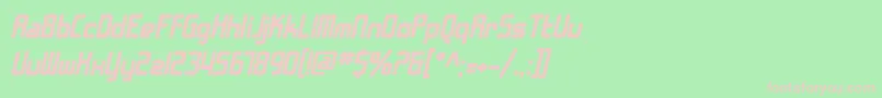 SfChromeFendersBoldOblique-fontti – vaaleanpunaiset fontit vihreällä taustalla