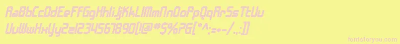 SfChromeFendersBoldOblique-Schriftart – Rosa Schriften auf gelbem Hintergrund
