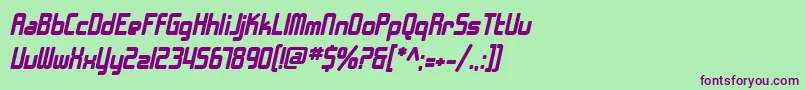 Шрифт SfChromeFendersBoldOblique – фиолетовые шрифты на зелёном фоне