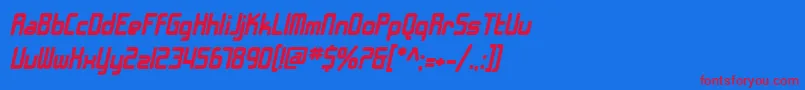 SfChromeFendersBoldOblique-Schriftart – Rote Schriften auf blauem Hintergrund
