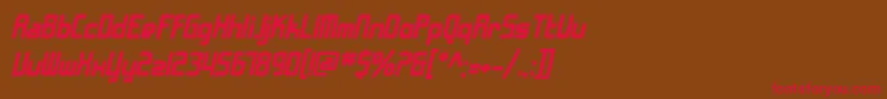 フォントSfChromeFendersBoldOblique – 赤い文字が茶色の背景にあります。