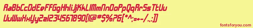 SfChromeFendersBoldOblique-fontti – punaiset fontit keltaisella taustalla