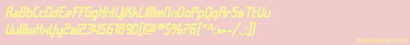 Шрифт SfChromeFendersBoldOblique – жёлтые шрифты на розовом фоне