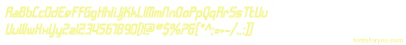 SfChromeFendersBoldOblique-fontti – keltaiset fontit valkoisella taustalla