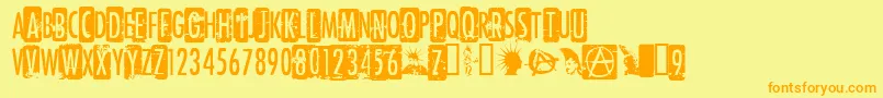 CfPunkrockshow Font – Orange Fonts on Yellow Background