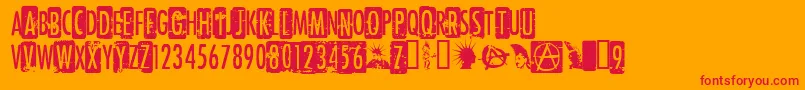 CfPunkrockshow-Schriftart – Rote Schriften auf orangefarbenem Hintergrund