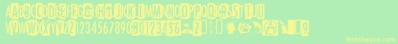 CfPunkrockshow Font – Yellow Fonts on Green Background