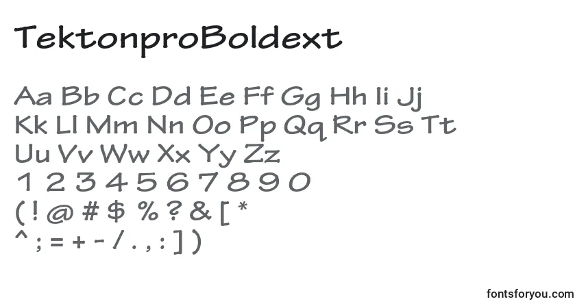 Fuente TektonproBoldext - alfabeto, números, caracteres especiales