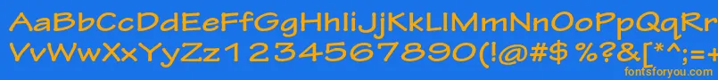 TektonproBoldext-Schriftart – Orangefarbene Schriften auf blauem Hintergrund
