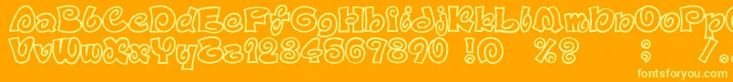 D3SpiralismOutline-Schriftart – Gelbe Schriften auf orangefarbenem Hintergrund