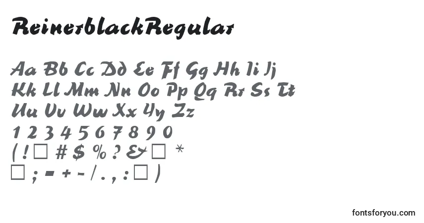 A fonte ReinerblackRegular – alfabeto, números, caracteres especiais
