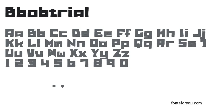 A fonte Bbobtrial – alfabeto, números, caracteres especiais