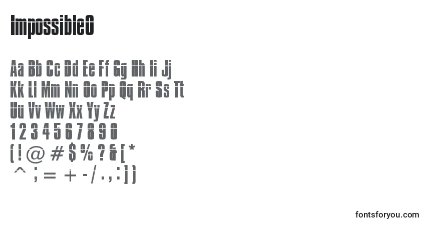 Czcionka Impossible0 – alfabet, cyfry, specjalne znaki