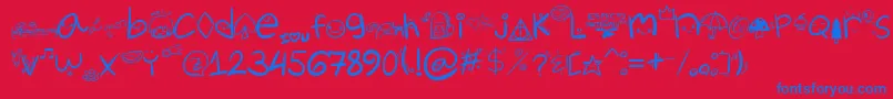 ChurliCute5 Font – Blue Fonts on Red Background
