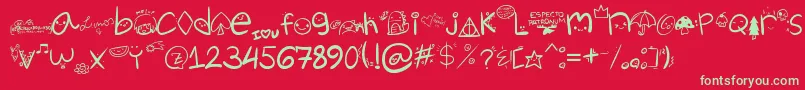 ChurliCute5 Font – Green Fonts on Red Background