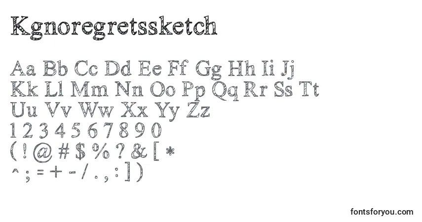A fonte Kgnoregretssketch – alfabeto, números, caracteres especiais
