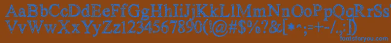 Kgnoregretssketch Font – Blue Fonts on Brown Background