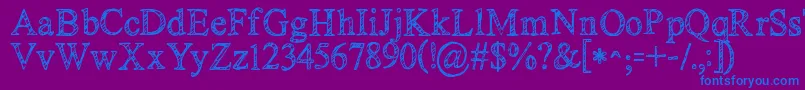 Kgnoregretssketch Font – Blue Fonts on Purple Background