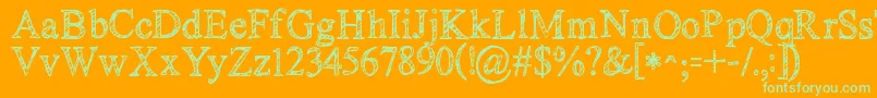 Kgnoregretssketch Font – Green Fonts on Orange Background