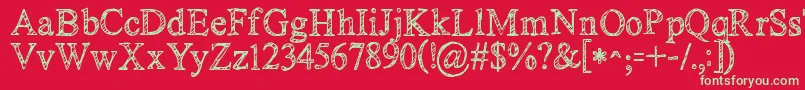 Kgnoregretssketch Font – Green Fonts on Red Background