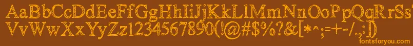 Kgnoregretssketch Font – Orange Fonts on Brown Background