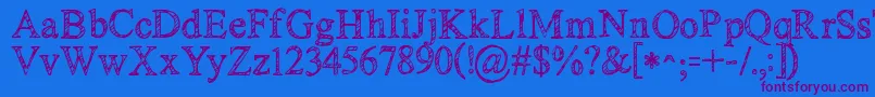 Kgnoregretssketch Font – Purple Fonts on Blue Background