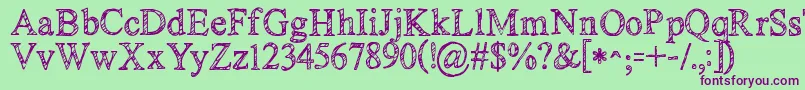 Kgnoregretssketch Font – Purple Fonts on Green Background