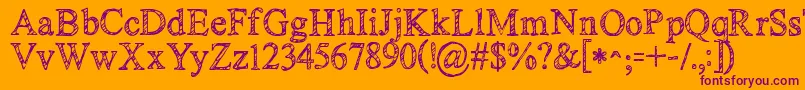 Kgnoregretssketch Font – Purple Fonts on Orange Background