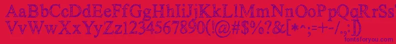 Fonte Kgnoregretssketch – fontes roxas em um fundo vermelho
