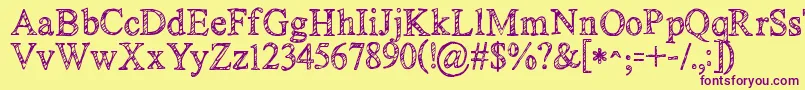 Kgnoregretssketch Font – Purple Fonts on Yellow Background