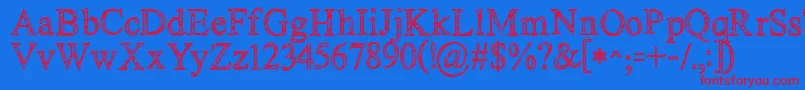 Kgnoregretssketch Font – Red Fonts on Blue Background