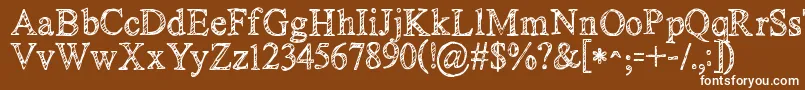 Czcionka Kgnoregretssketch – białe czcionki na brązowym tle