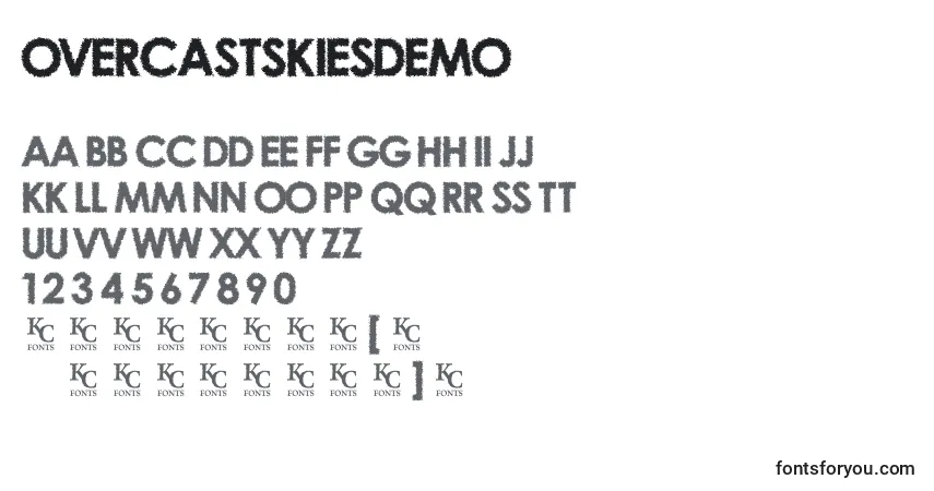 Schriftart OvercastSkiesDemo – Alphabet, Zahlen, spezielle Symbole