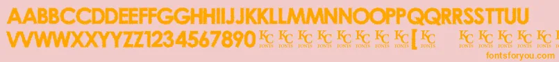 OvercastSkiesDemo-Schriftart – Orangefarbene Schriften auf rosa Hintergrund