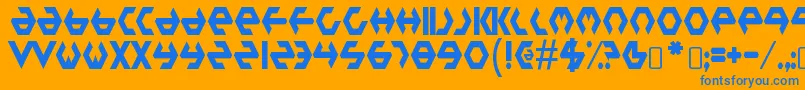 Saiba mais sobre a fonte PlasticbagRegular Fonte PlasticbagRegular – fontes azuis em um fundo laranja
