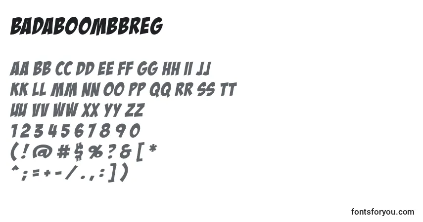 Schriftart BadaboombbReg (15472) – Alphabet, Zahlen, spezielle Symbole