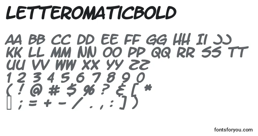 A fonte LetteromaticBold – alfabeto, números, caracteres especiais