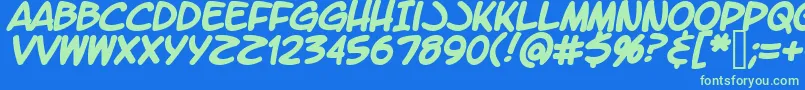 LetteromaticBold Font – Green Fonts on Blue Background