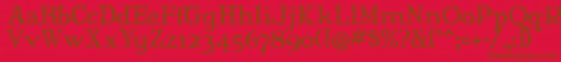 Maryjm-Schriftart – Braune Schriften auf rotem Hintergrund