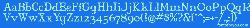 Maryjm Font – Green Fonts on Blue Background