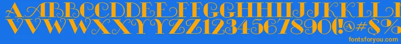 MichelleflfBold Font – Orange Fonts on Blue Background